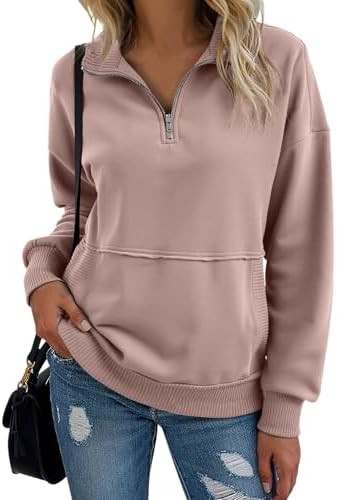 SHEWIN Womens Sweatshirt Casual Long Sleeve Half Zip Pullover Lightweight Sweatshirts Tops Fall F... | Amazon (US)