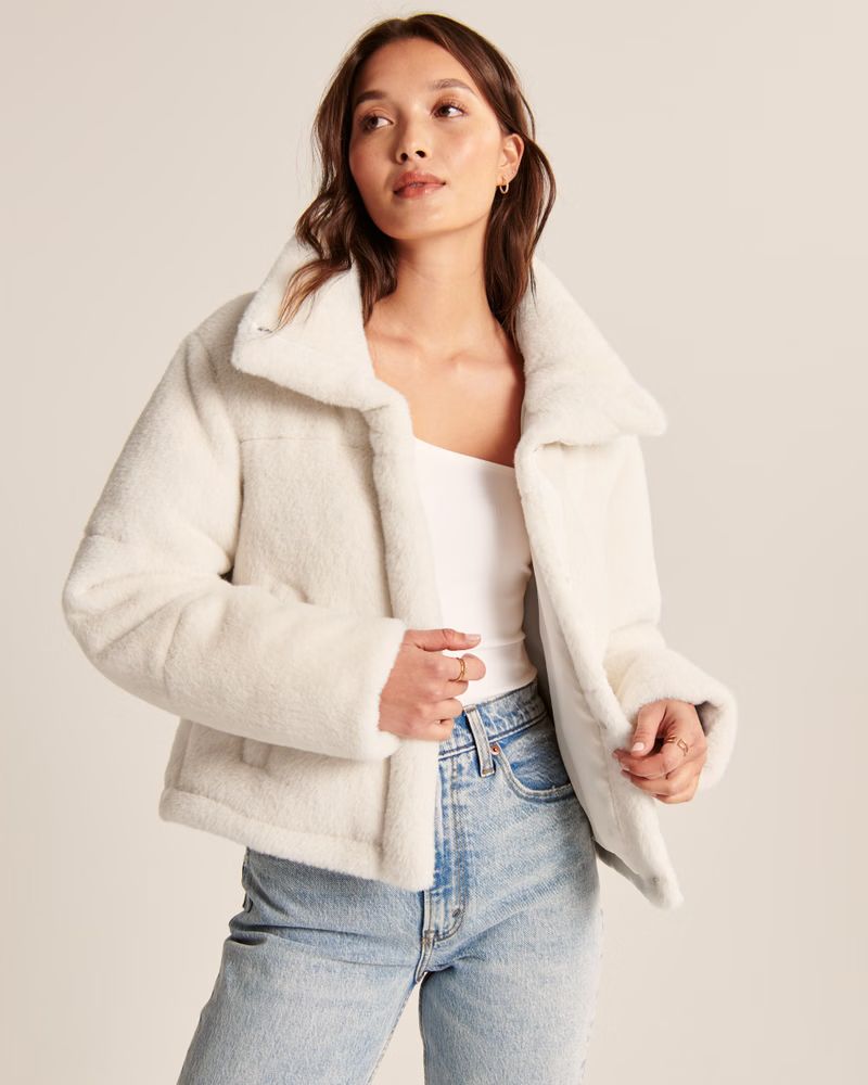 A&F Faux Fur Mini Puffer | Abercrombie & Fitch (US)