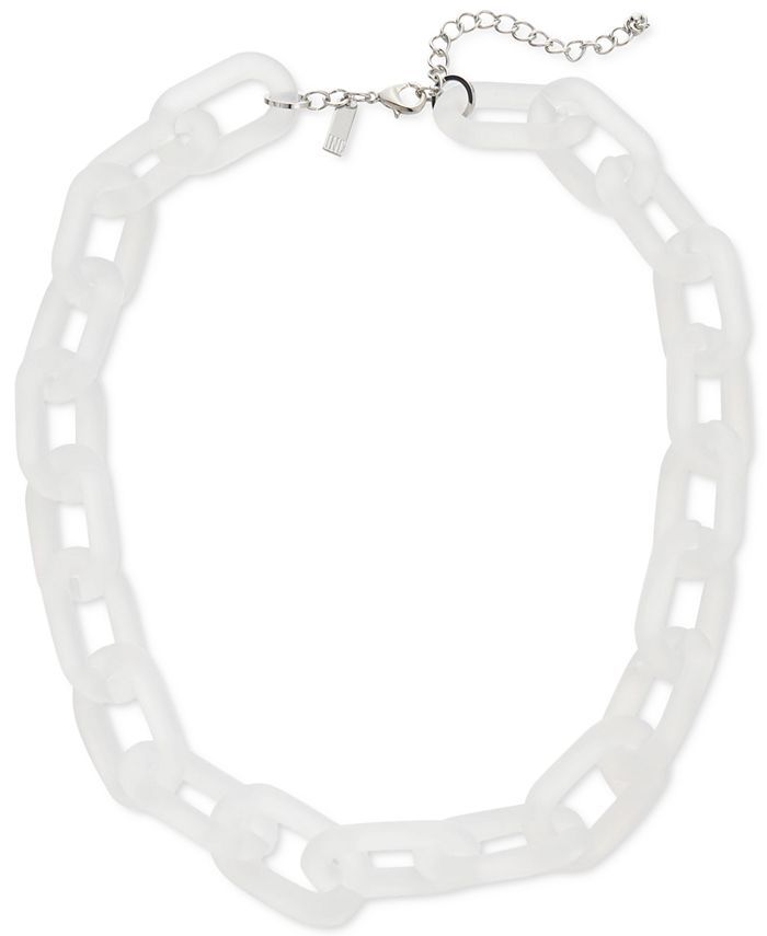 Silver-Tone Frosted Resin Link Strand Necklace, 23" + 3" extender, Created for Macy's | Macys (US)