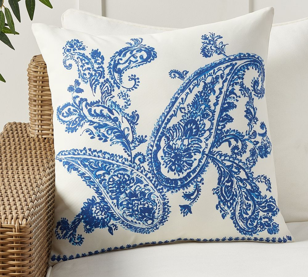 Corin Paisley Outdoor Pillow | Pottery Barn (US)