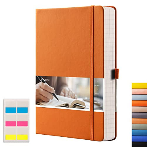 EMSHOI Graph Paper Notebook - 256 Pages A5 Graph Notebook/Journal, Hard Cover, 120gsm Thick Paper, Smooth PU Leather, Inner Pocket, 5.75" x 8.38"-Orange | Amazon (US)