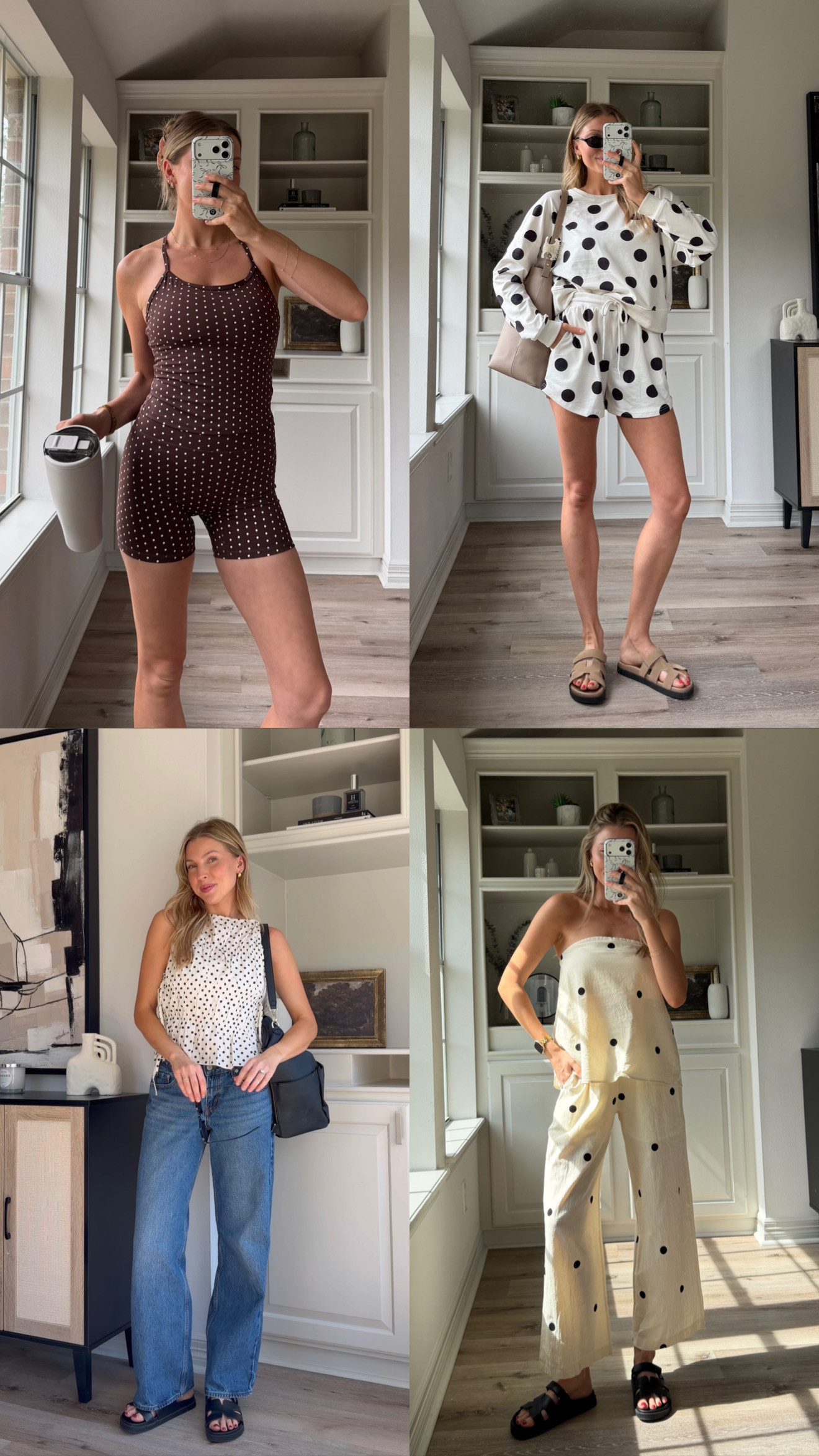 Loving polka dots! Wearing S in everything except M in lounge set!  

 #LTKootd #LTKActive #LTKTall