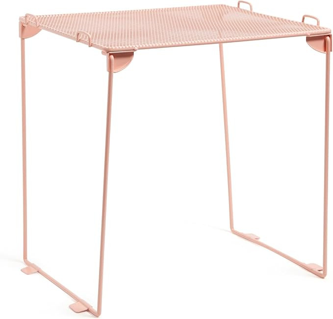 U Brands Wire Mesh Locker Shelf Organizer, Stackable, Peachy Pink, 12" | Amazon (US)