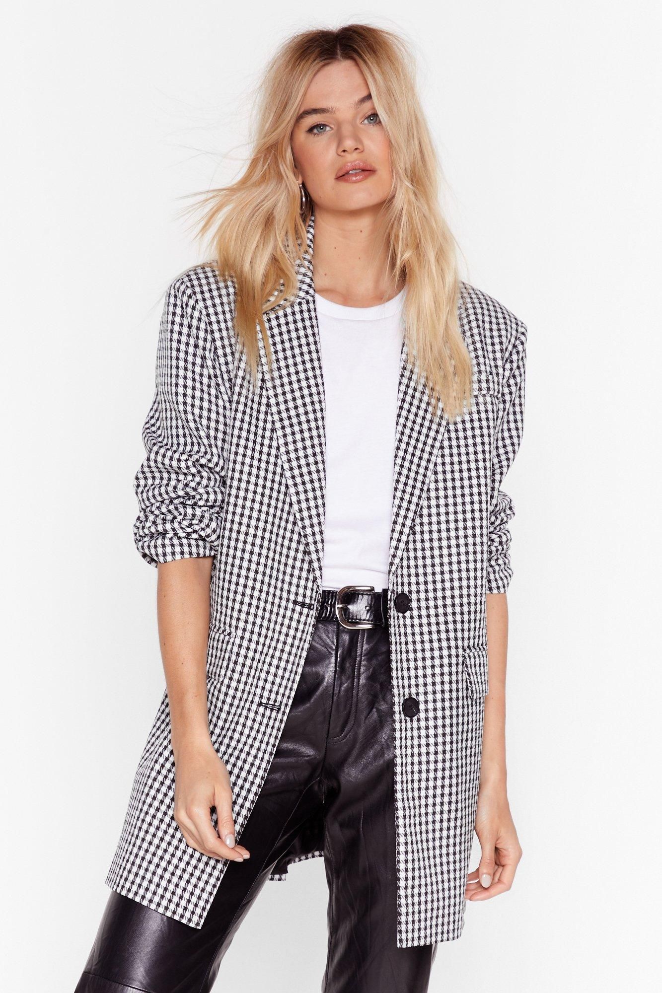 Houndstooth Oversized Tailored Blazer | Nasty Gal (US)