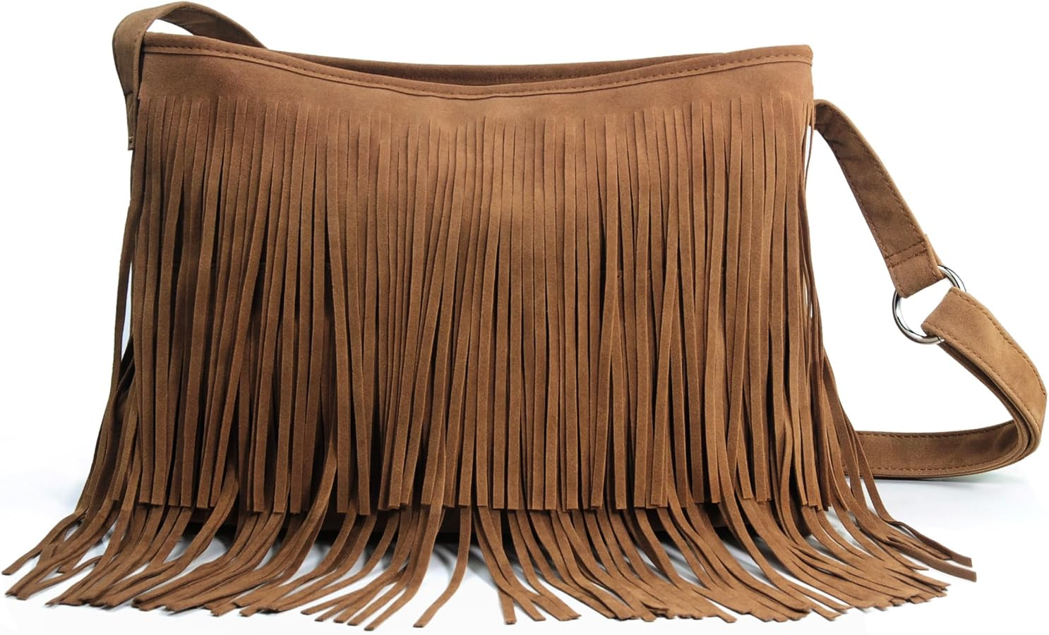 HOXIS Tassel Faux Suede Leather Hobo Cross Body Shoulder Bag Womens Sling Bag | Amazon (US)