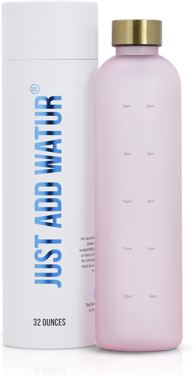 JUST ADD WATUR Motivational Water Bottle with Time Marker Reminder, BPA Free Frosted Tritan Plast... | Amazon (US)