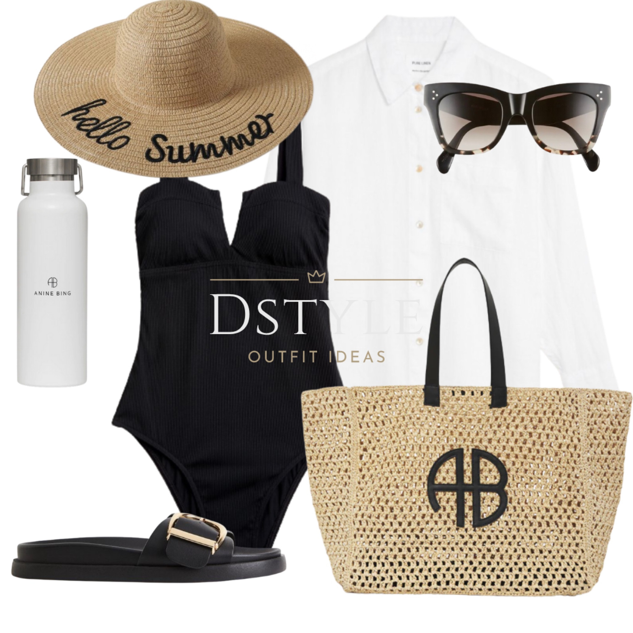 Beach day essentials: Elevate your summer style with this tummy control swimsuit and versatile white linen shirt paired with chic accessories like the Rio Tote bag, black slides, and statement straw hat. Stay hydrated in style with the stainless steel thermal bottle. Look and feel your best with this effortless beach look, perfect for any sunny day. 🏝️☀️

#LTKswim #LTKSeasonal #LTKstyletip