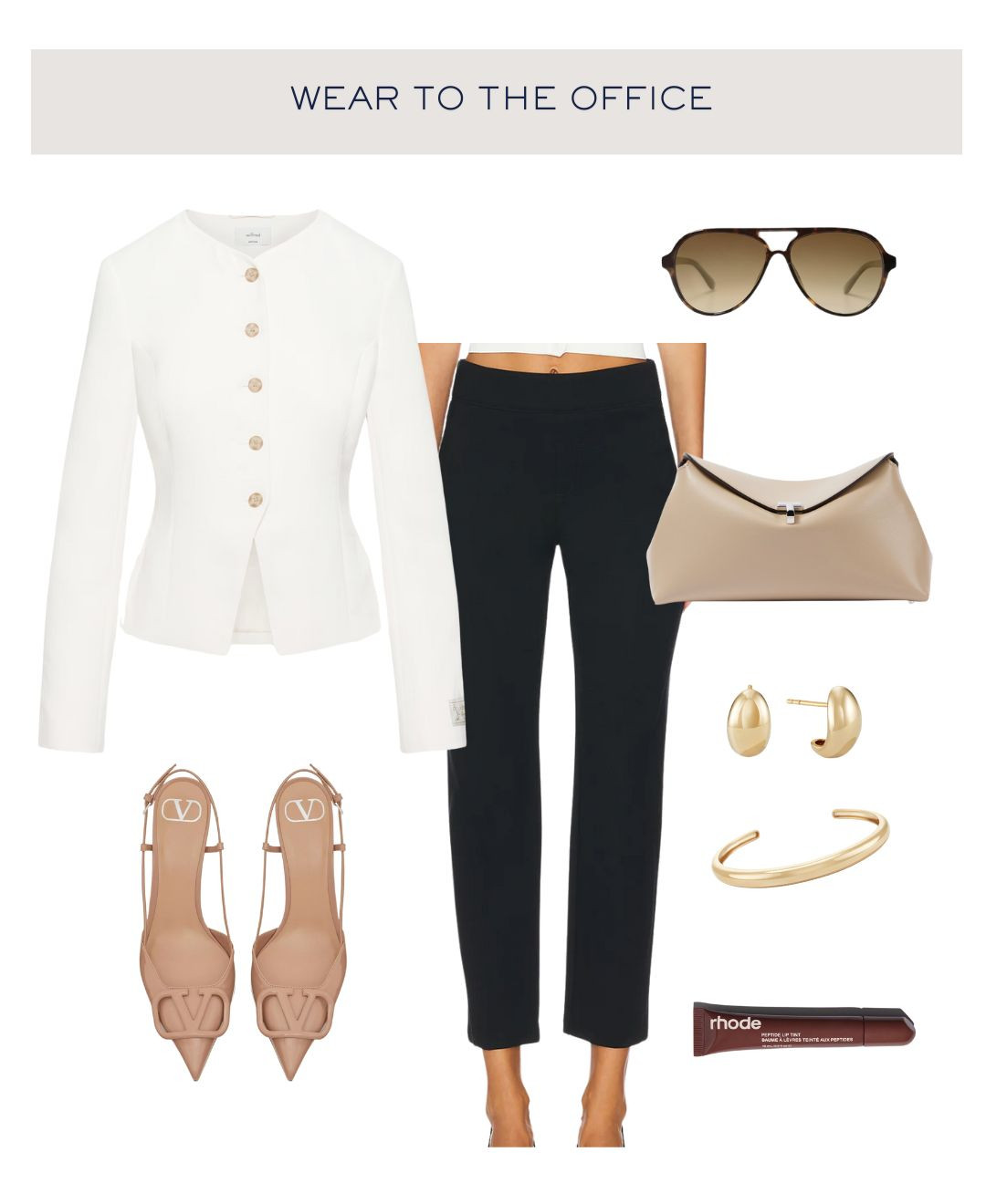 In Office OOTD

___

Work outfit, office outfit, corporate girls, corporate outfit, workwear, business casual, blazer, ankle dress pants, kitten heel, Valentino, Toteme, outfit inspo, styled outfits, curated moodboardss