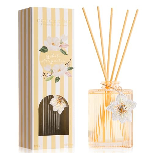 COCORRÍNA Reed Diffuser, White Magnolia Scent Oil Diffuser, 6.09 fl oz, 8 Reeds, Long-Lasting Home Fragrance, Bathroom Bedroom Shelf Decor & Gifts | Amazon (US)