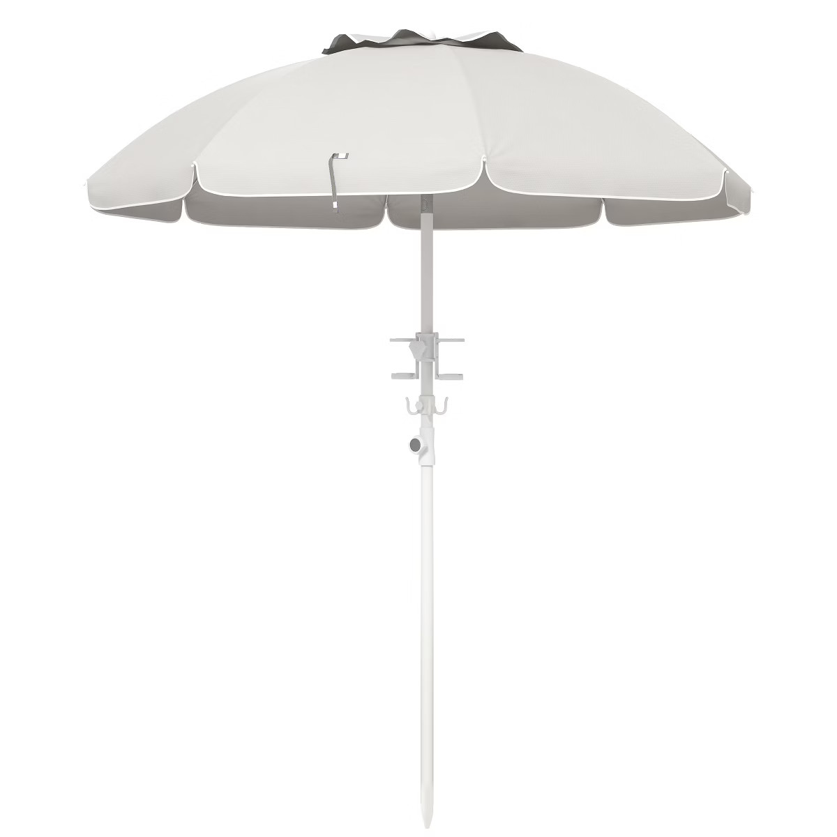 Outsunny 5.7' Beach Umbrella with Cup Holders, Hooks, Vented Canopy, Portable Outdoor Umbrella | Target