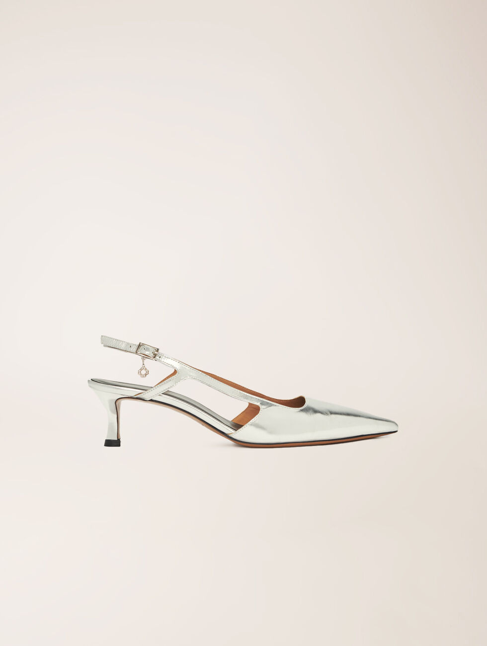 Escarpins à brides en cuir argenté | Maje EU