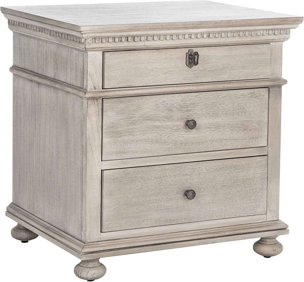 SAFAVIEH Couture Home Collection Allisyn Light Grey 3-Drawer Wood Nightstand Table (Fully Assembl... | Amazon (US)