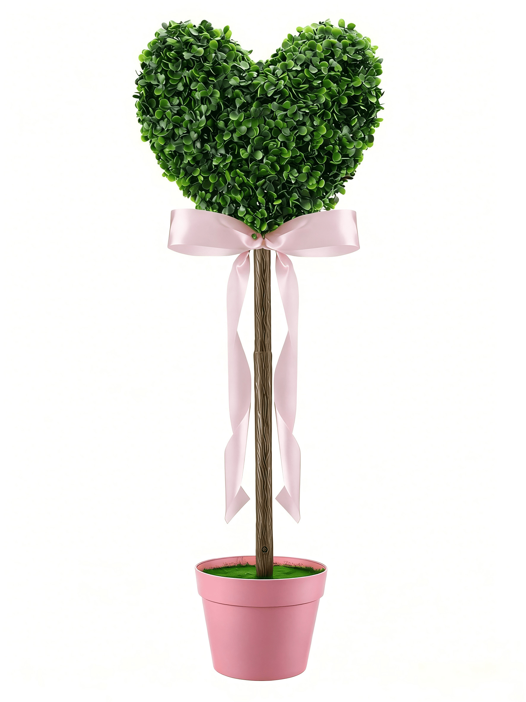 Boxwood Heart with Pink Bow Topiaries, Green & Pink, 32", 1 Count, Valentine's Day, by Modest Stu... | Walmart (US)