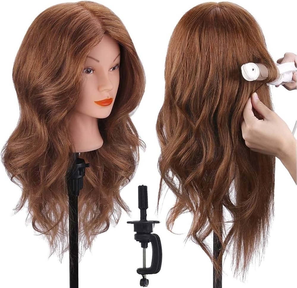 Mannequin Head with 100% Human Hair, TopDirect Real Hair Cosmetology Mannequin Head Hair Styling ... | Amazon (US)