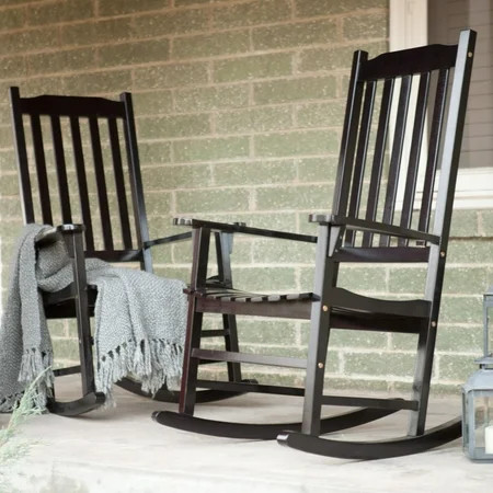 Coral Coast Indoor/Outdoor Mission Slat Rocking Chairs - Black - Set of 2 | Walmart (US)