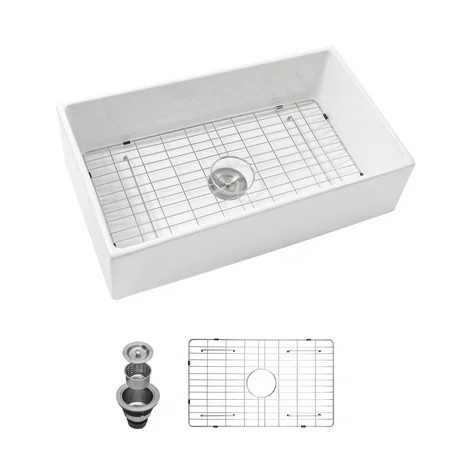 30 White Farmhouse Sink - 30 Inch Kitchen Sink White Undermount Single Bowl Apron Front Ceremic Sink | Walmart (US)