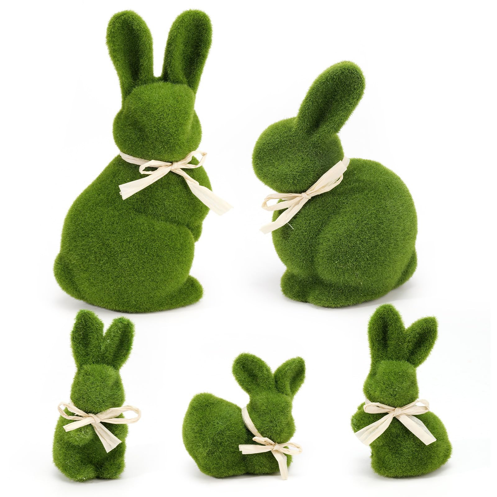 Nature Vibe 10/5 Inches Moss Easter Bunny Home Decor,Set of 5 Green Faux Moss Parents n Baby Rabb... | Amazon (US)