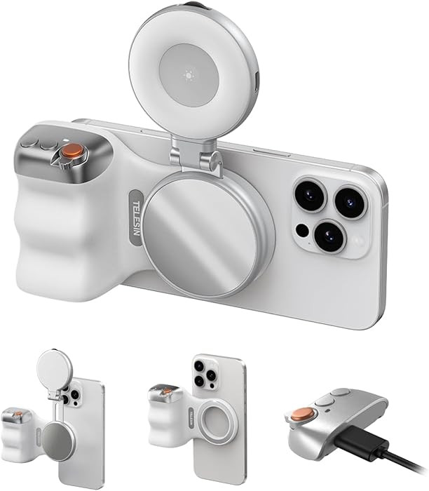 TELESIN Fun Shot Magnetic Phone Camera Grip + C03 Magnetic Selfie Light (Silver) Bundle Kit Compa... | Amazon (US)