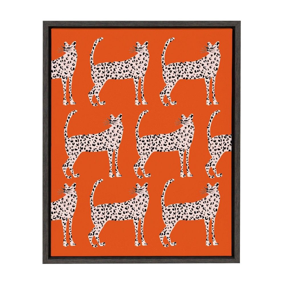 18"" x 24"" Sylvie Sassy Pink Cheetahs By Kendra Dandy Framed Wall Canvas Gray - Kate & Laurel All T | Target