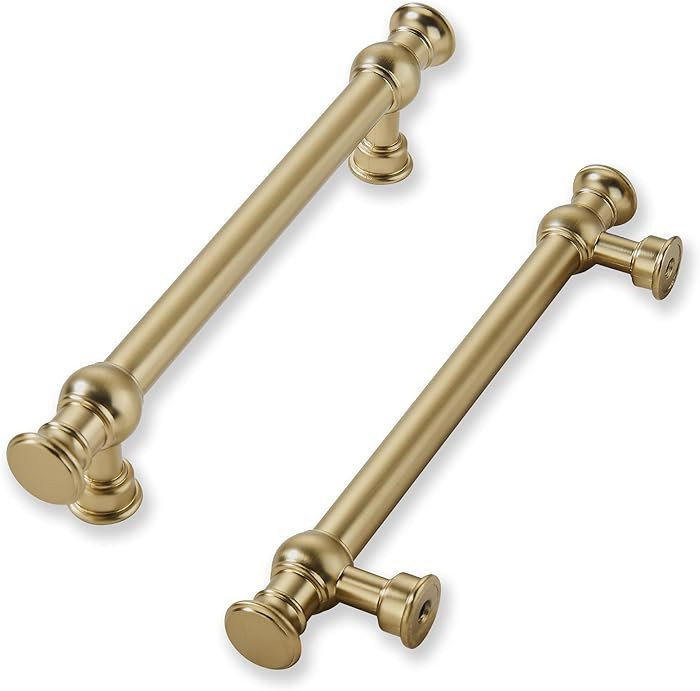 khtumeware 2 Pack 3-3/4inch(96mm) Hole Center Brushed Brass Cabinet Pulls Solid Heavy Duty Pull C... | Amazon (US)