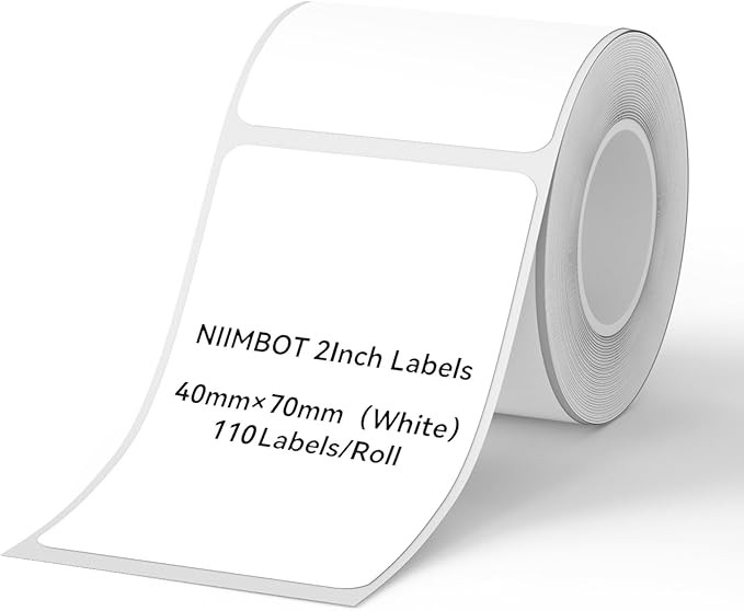 NIIMBOT Labels for B1/B21/B3S Label Maker, 40 x 70 mm (1.57'' x 2.76'') 110 Tapes/Roll, Thermal L... | Amazon (US)