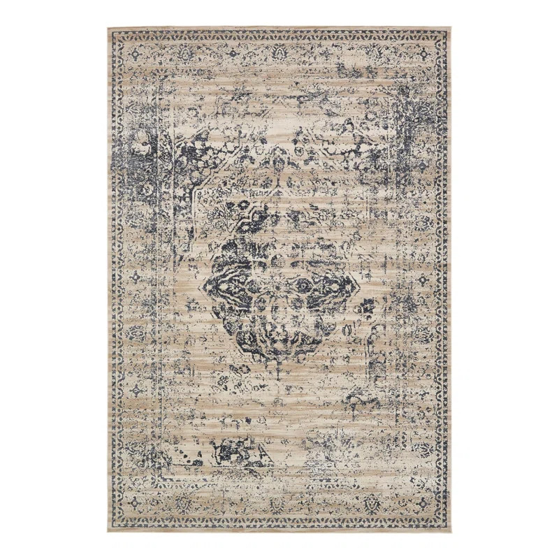 Lapointe Oriental Dark Blue/Beige/Cream Area Rug | Wayfair North America