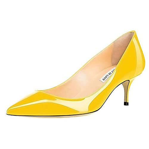 JOY IN LOVE Women's Shoes Low Heels Pointy Toe Kitten Heel Daily Pumps | Amazon (US)