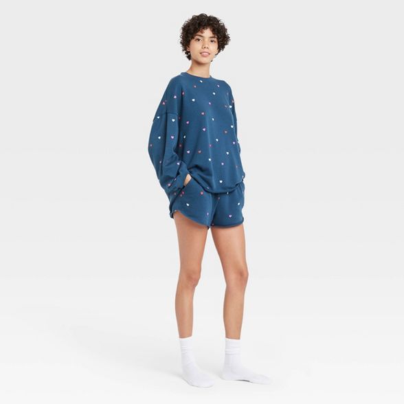 Women's Heart Dot Pajama Set - Navy | Target