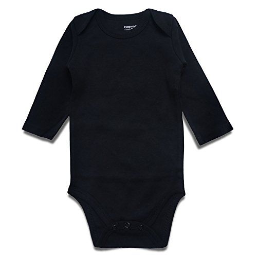 ROMPERINBOX Unisex Solid Baby Bodysuit 0-24 Months (18-24 Months, Black Long Sleeve) | Amazon (US)