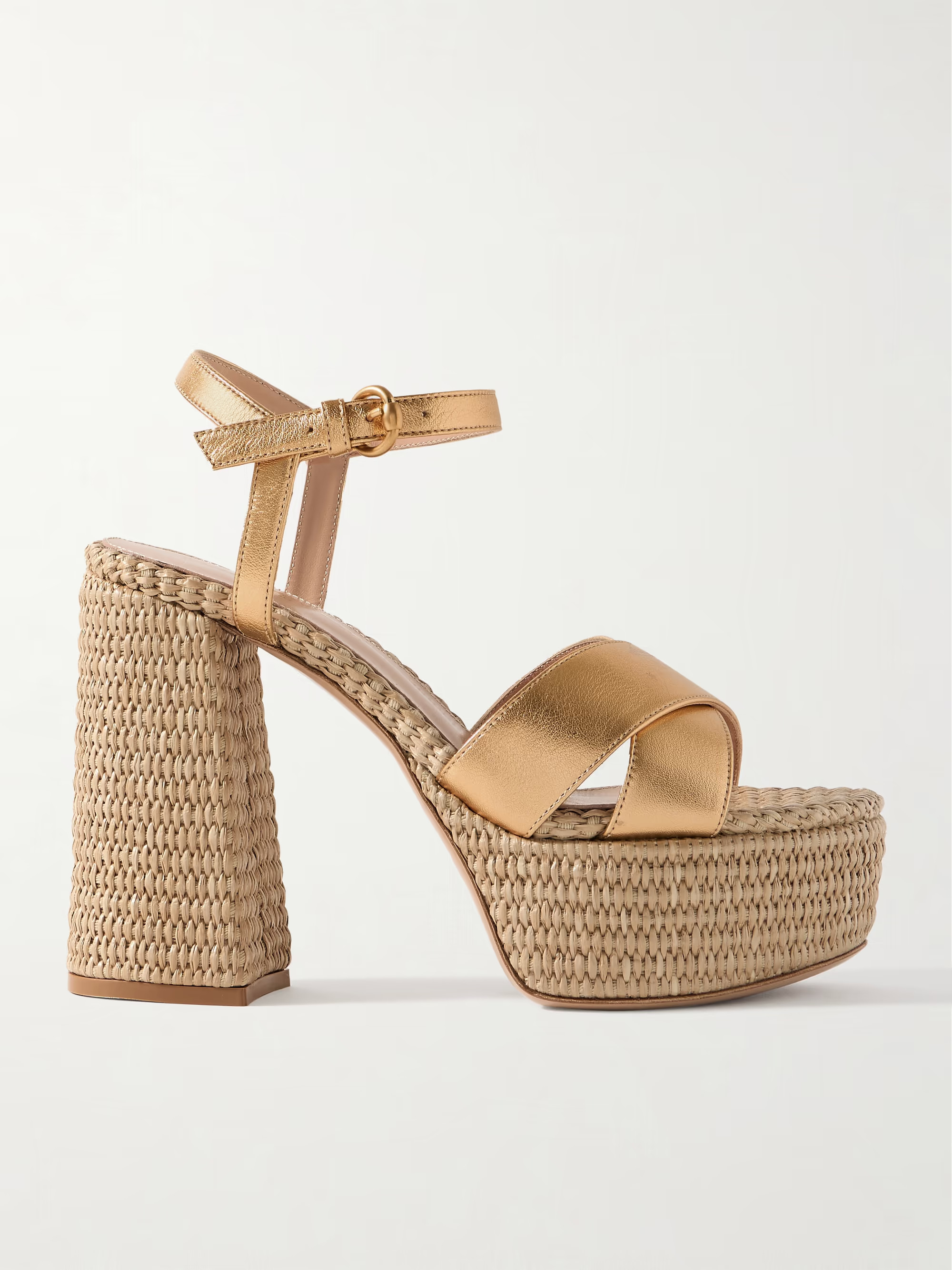 Bebe 130 metallic leather espadrille platform sandals | NET-A-PORTER (US)
