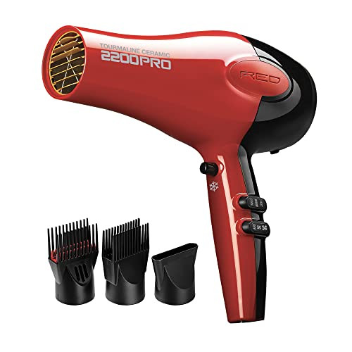 RED by Kiss Tourmaline Ceramic 2200W PRO - Professional Hair Dryer with Extra Combs, Frizz-Free Hair, Six Heat Settings Blow Dryer | Amazon (US)