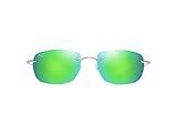 Maui Jim Nanea Square Sunglasses, Matte Silver/Green Mirror Polarized, Medium | Amazon (US)