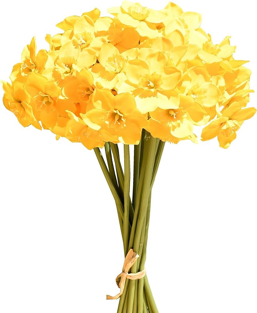 Mandy's 12pcs Yellow Fake Flowers Artificial Daffodils Flowers 16" for Mother's Day Easter Party ... | Amazon (US)