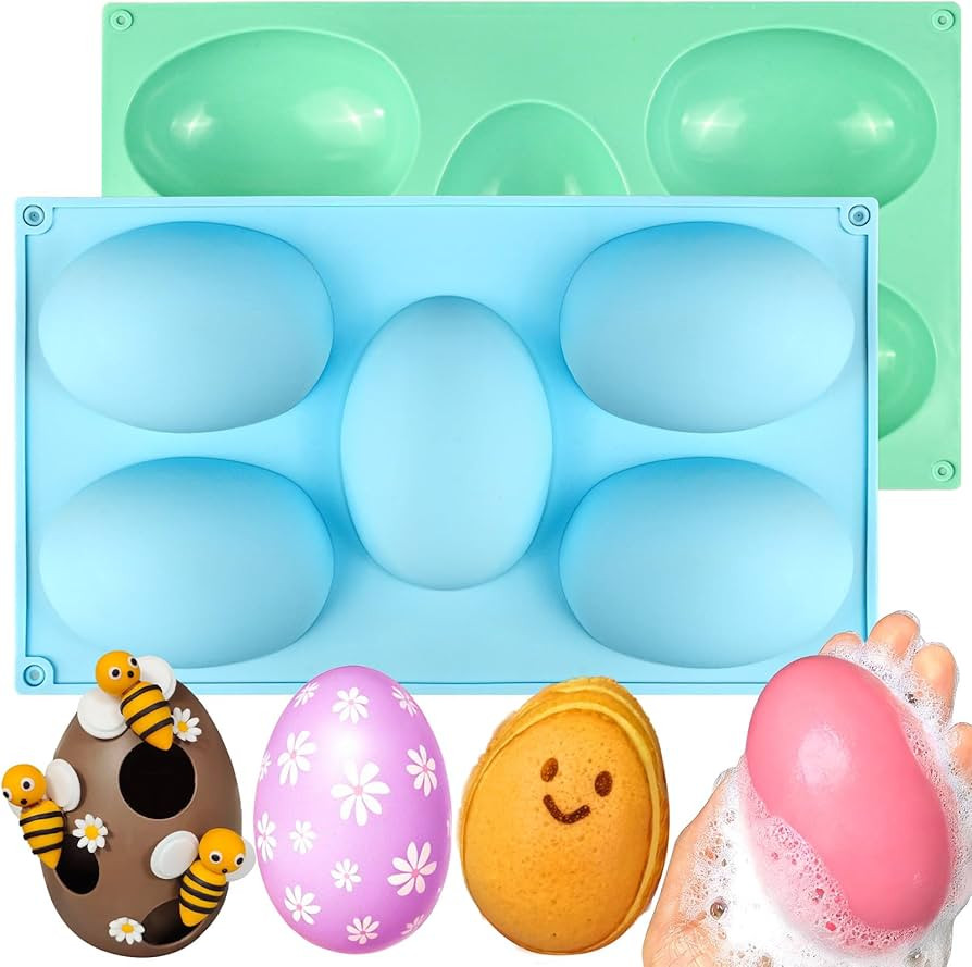 Easter Egg Mold, 2 Pcs Easter Egg Molds Silicone 10 Cavity Large Eggs Silicone Mold for Chocolate... | Amazon (US)