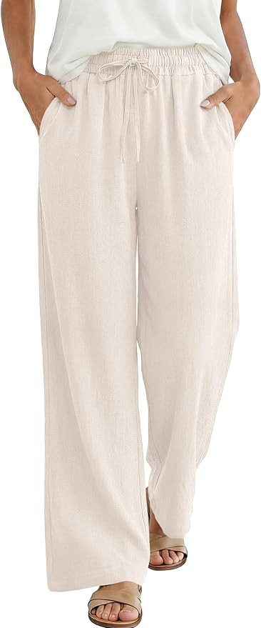 ANRABESS Women Wide Leg Palazzo Pants 2026 Summer Casual Loose Elastic High Waisted Flowy Lounge ... | Amazon (US)