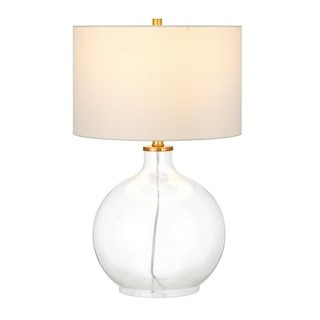 Laelia 24.75 in. Clear Glass Table Lamp with Brass Accents | The Home Depot