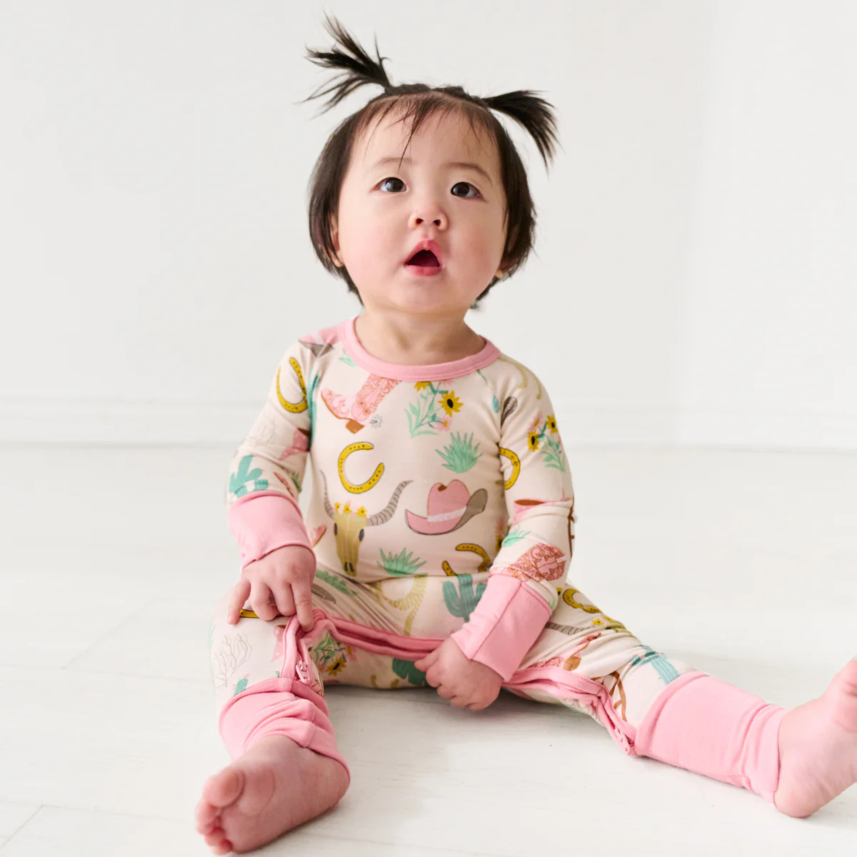 Pink Ready to Rodeo Crescent Zippy | Little Sleepies