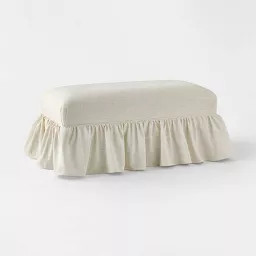 Ruffle Skirt Bench Cream Flecked Linen - Threshold™ designed with Studio McGee | Target