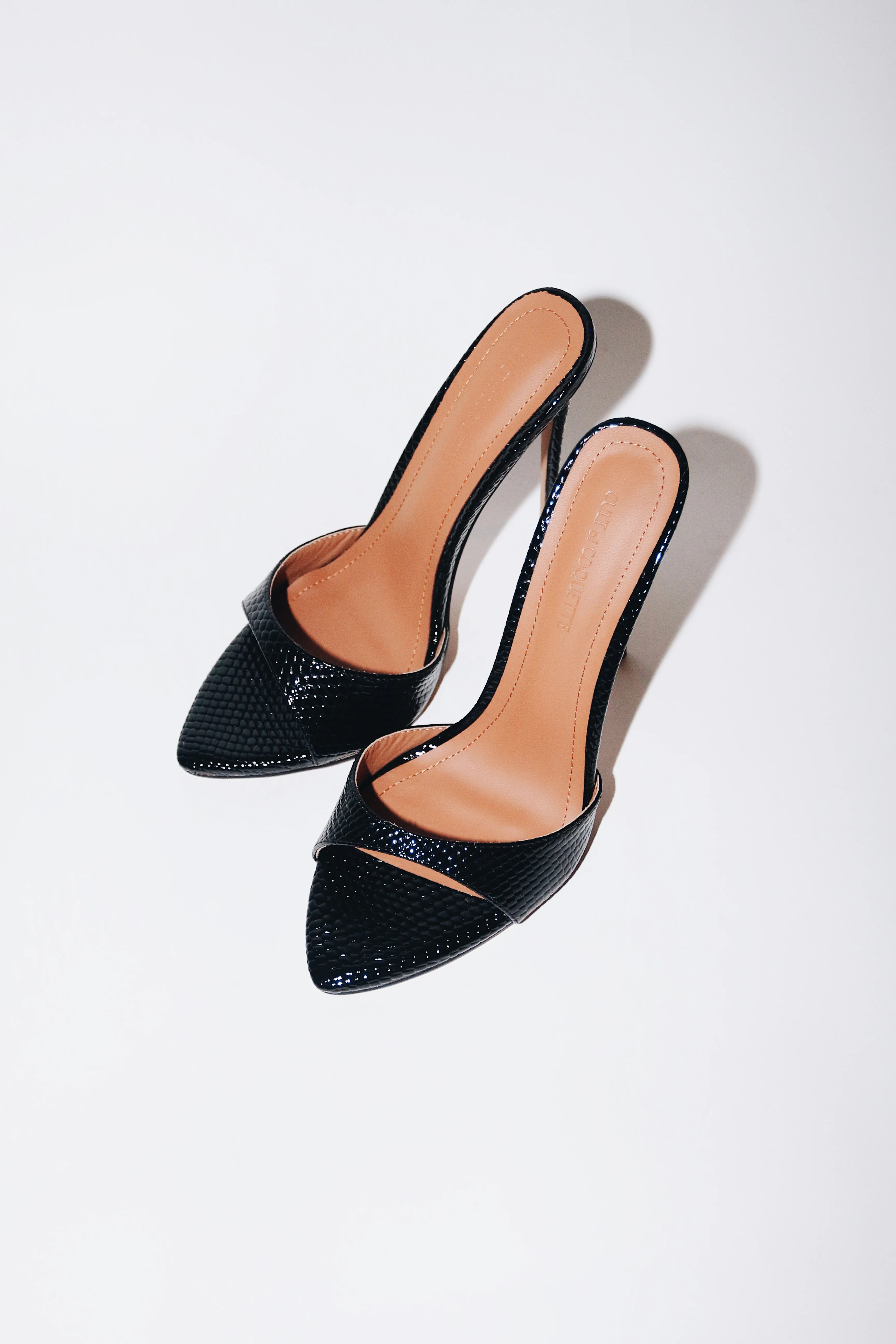 Gia Black Reptile Vegan Mules 120 mm | CULT OF COQUETTE