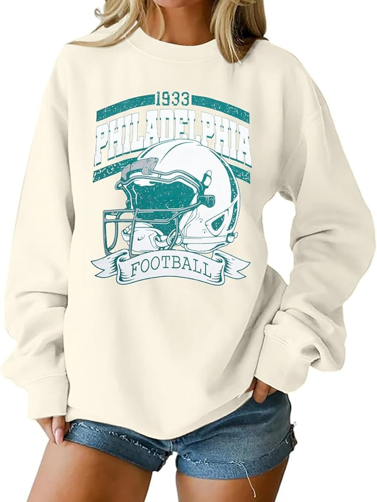 MOUSYA Football Sweatshirts Women Game Day Sweatshirt Game Day Fan Gift Long Sleeve Tops | Amazon (US)