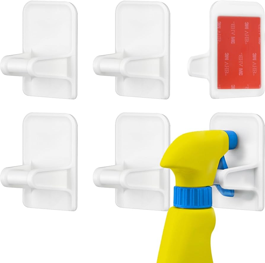 [6 Pack] Wall Mount Spray Bottle Holder to Create Storage Space - Easy to Install Spray Bottle Ha... | Amazon (US)