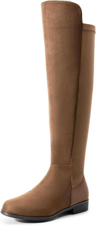 DREAM PAIRS Women's Knee-High Boots Comfortable Flat Low Heel Round Toe Stretchy Suede Slouch Boo... | Amazon (US)