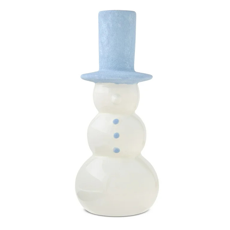 Ceramic Snowman Christmas Tabletop Decoration, Blue and White, 8", by Holiday Time | Walmart (US)