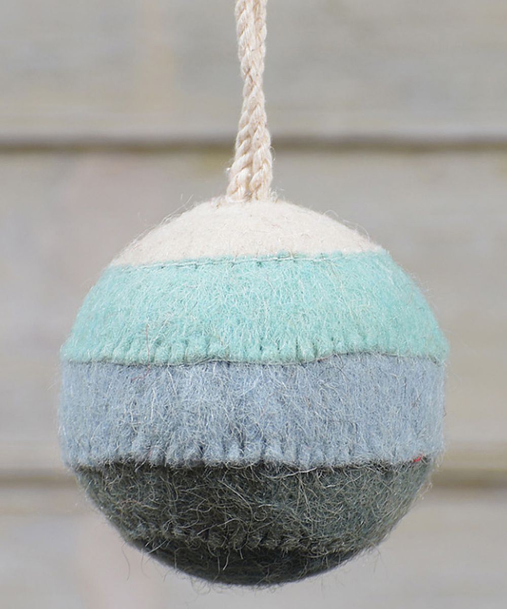 Blue Patchwork Felt Ball Ornament | zulily