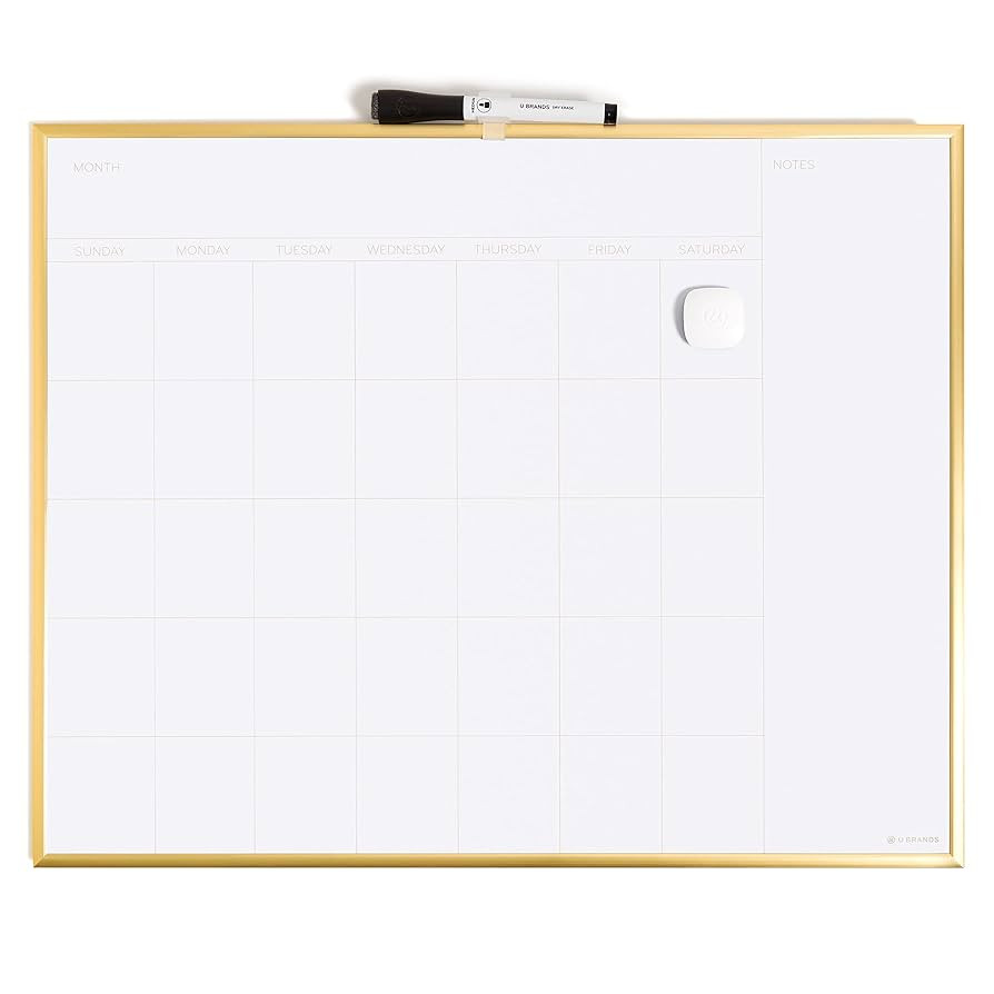 U Brands Monthly Calendar Magnetic Dry Erase Board, Gold Aluminum Frame, 16" x 20" (6710U00-01) | Amazon (US)