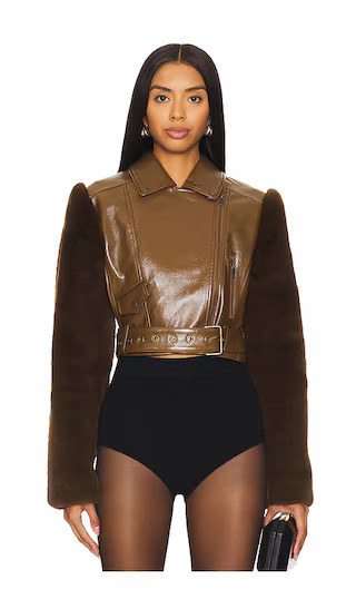 Florencia Moto Jacket in Espresso Brown | Revolve Clothing (Global)