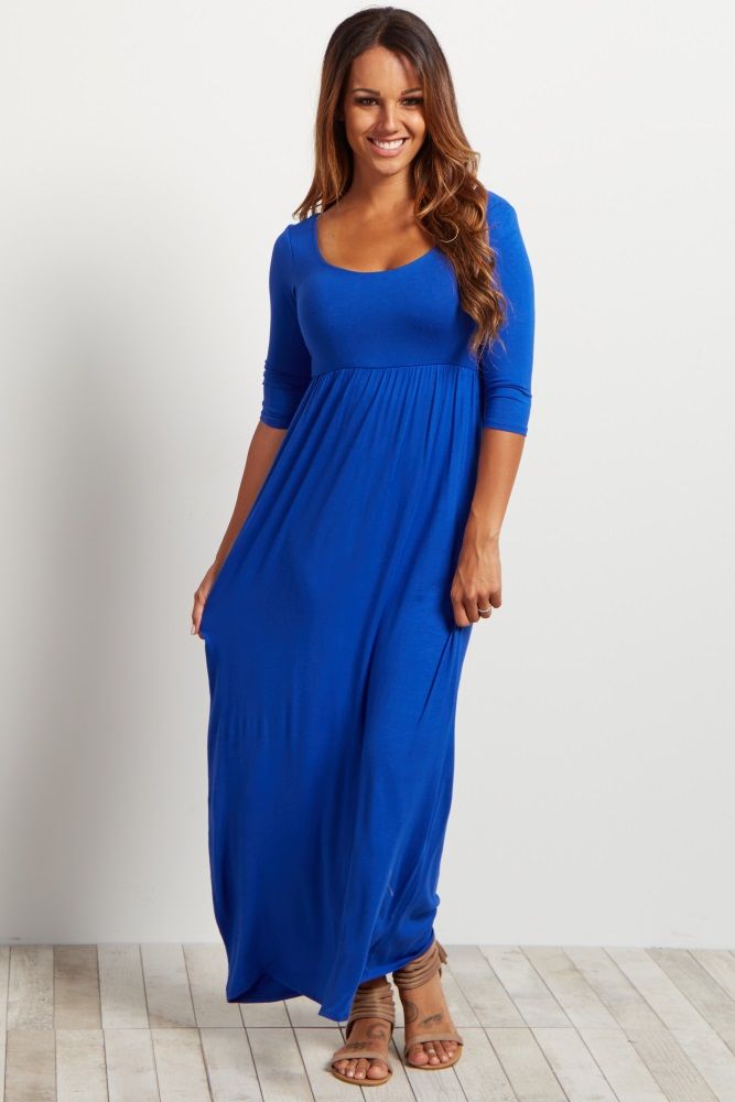 Royal 3/4 Sleeve Maxi Dress | PinkBlush Maternity