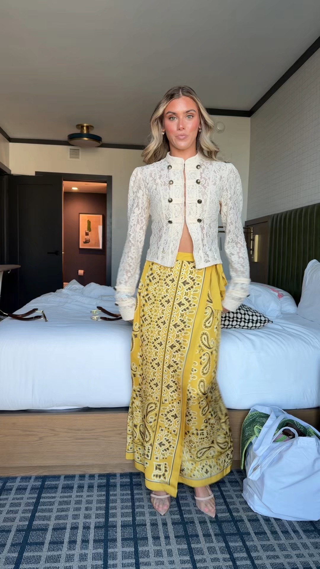 My outfit for the first day of conferences at LTKCON! My shirt is size small @Zara  the button detail is so good. I paired it with this Paisley, bandanna skirt @dillards . size xs/0. My shoes are amazon. ￼￼

#LTKCon #LTKdayinmylife #LTKootd