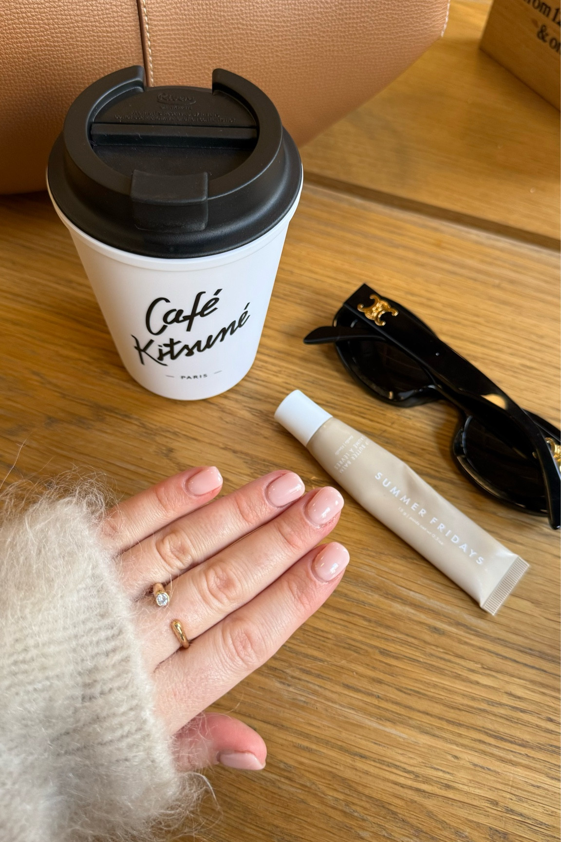 OOTD details:
Black Celine Triomphe oval sunglasses
Summer Fridays vanilla lip butter balm,
Astrid & Miyu gold ring with crystal
Cafe Kitsune coffee travel mug

Outfit details, winter accessories, lip care, skincare favourites, designer sunglasses, gold jewellery  

#LTKstyletip #LTKbeauty #LTKeurope
