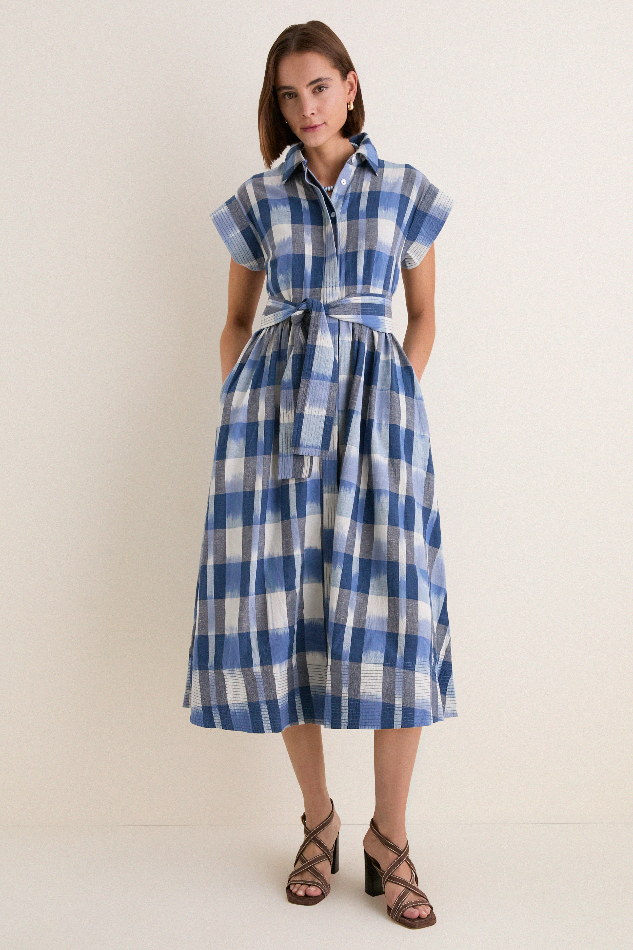 Beckett Navy Belted Shirt Dress | Tuckernuck (US)